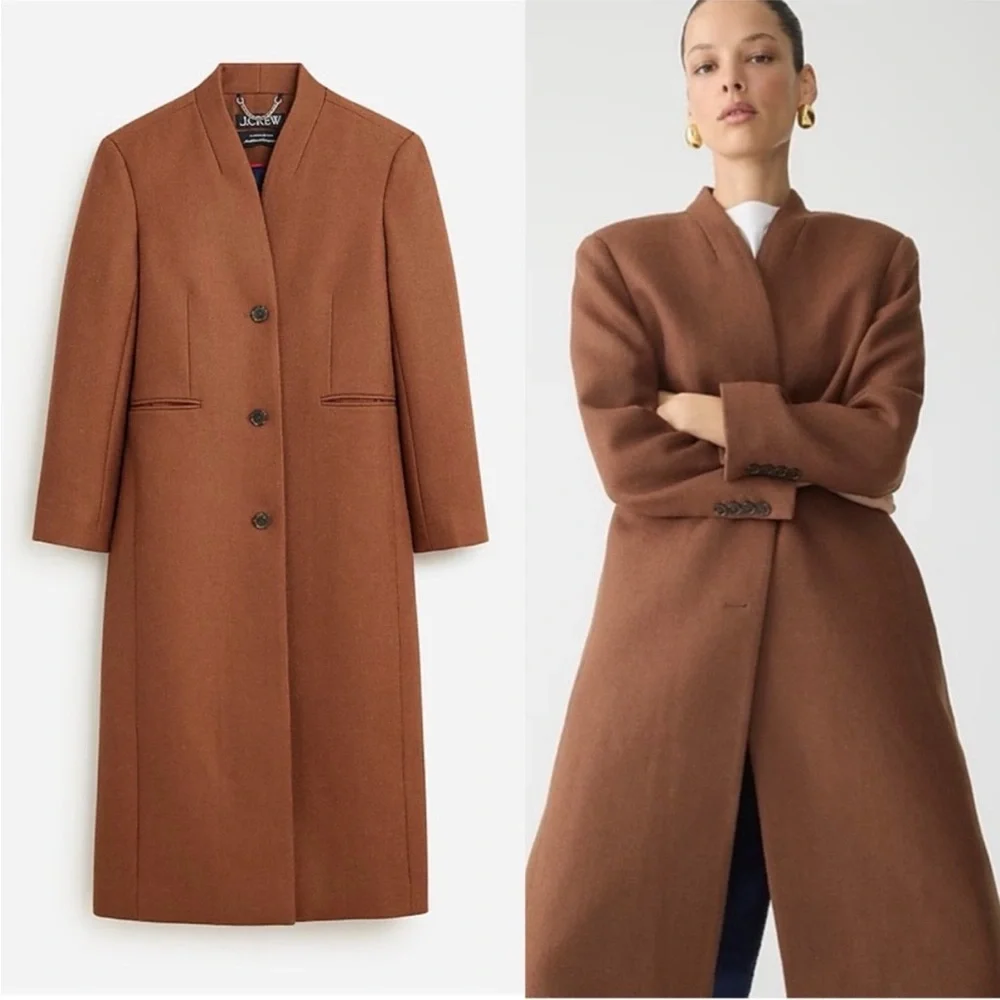 J Crew Coat Palais Topcoat Italian Melton Wool in Ground Coffee Brown - Picture 2 of 9